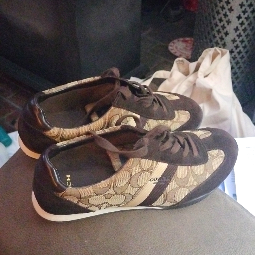 Coach Brown and Tan Sneakers with Sporty Design